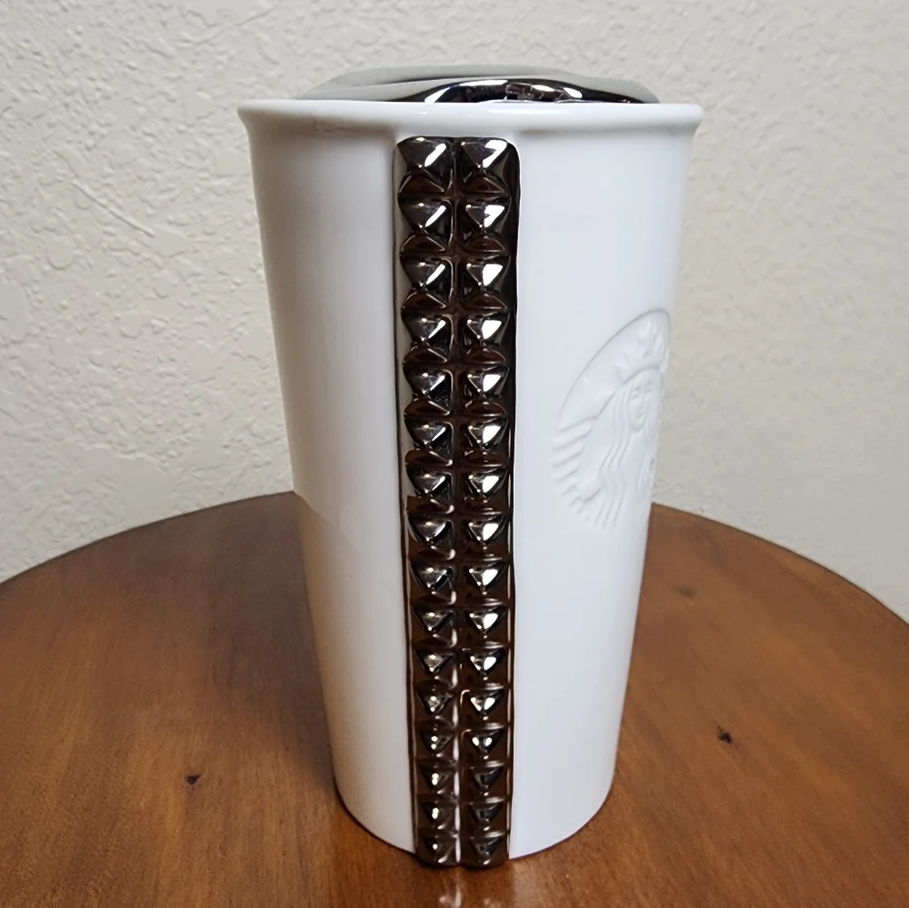 Starbucks White and Silver Studded Tumbler